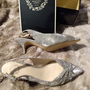 I. Miller Silver Glitter Kitten Heels - NWT